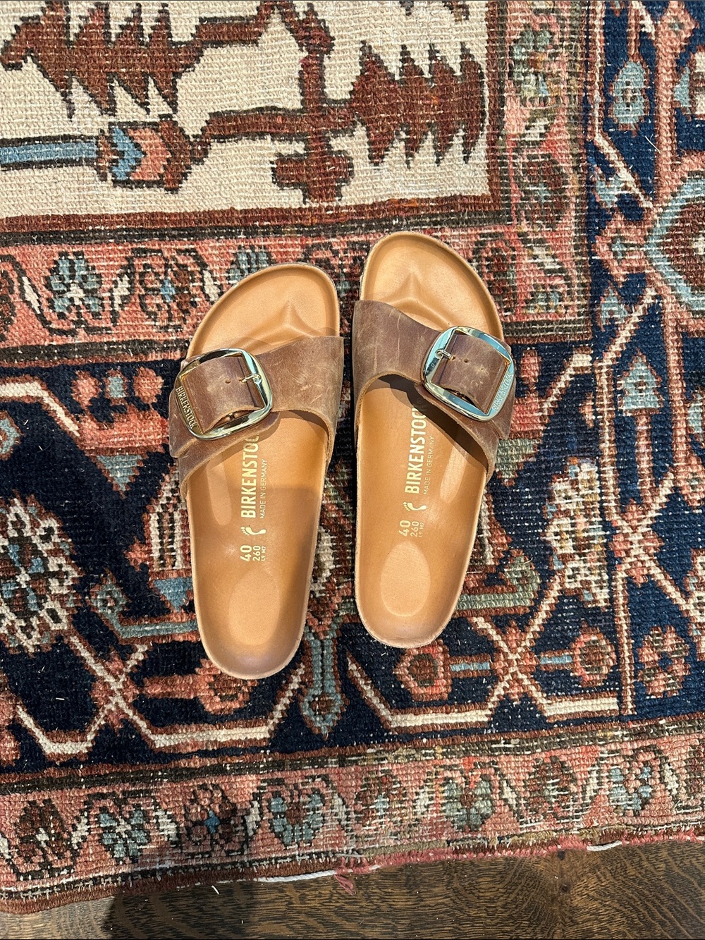 Like new Birkenstock Brown Leather Single-Buckle Slide Sandals